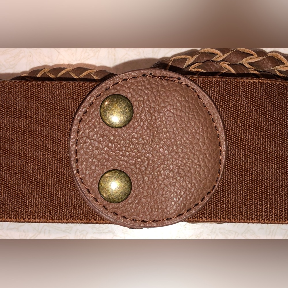 Anthropologie Looping Lanes Knotted Brown Braided Leather Belt S/M - Picture 5 of 6